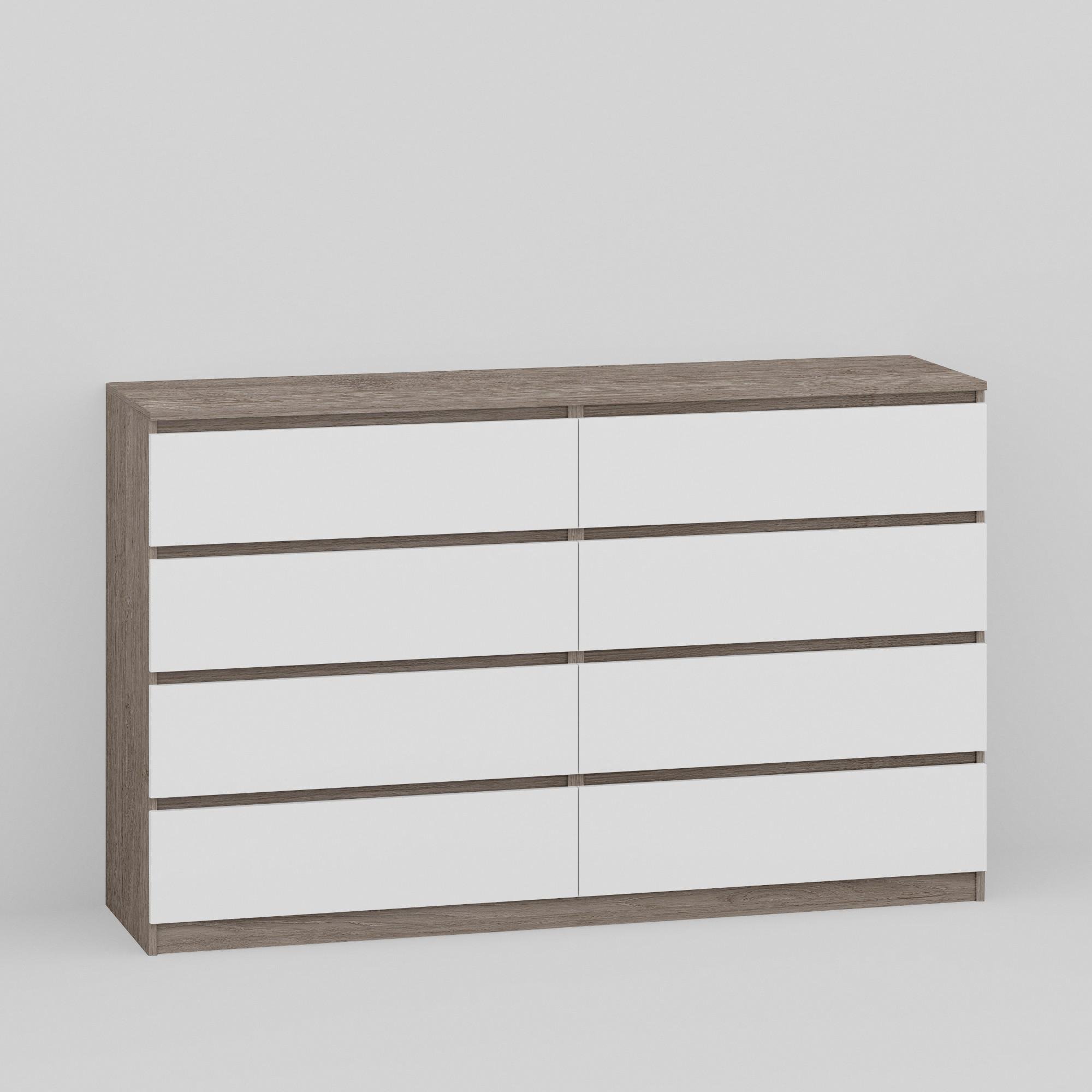 Комод на 8 ящиков без ручек Line KF8 1400x450x1035 мм Шамони Темный/Белый - фото 2