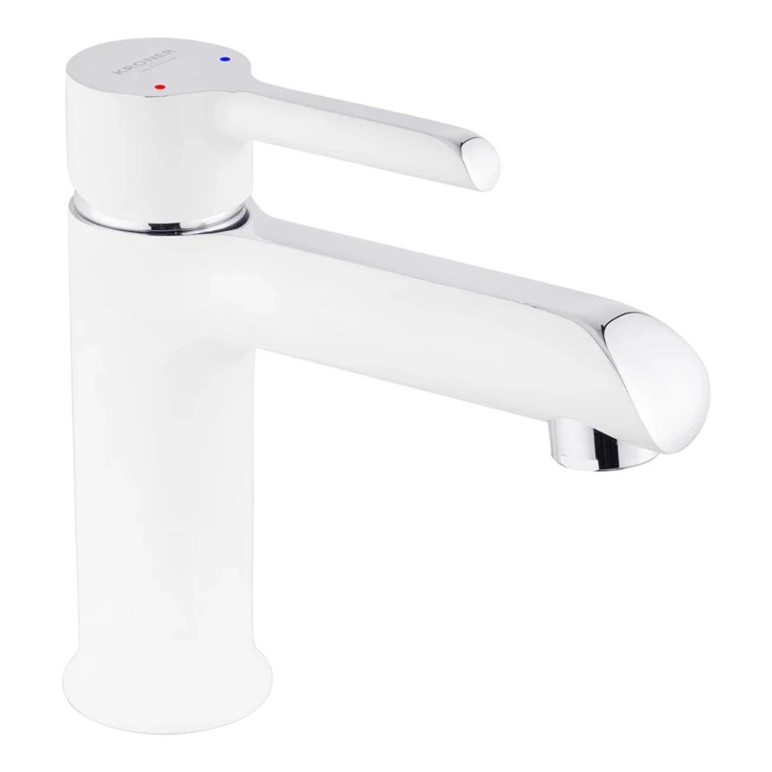 Смеситель для раковины Kroner KRP Essen W010 врезной короткий излив Хром/Белый (CV024323)