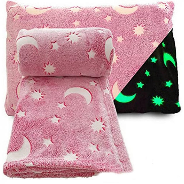Плед плюшевый Blanket kids Magic Star светящийся в темноте 150х100 см Pink (tf6041)