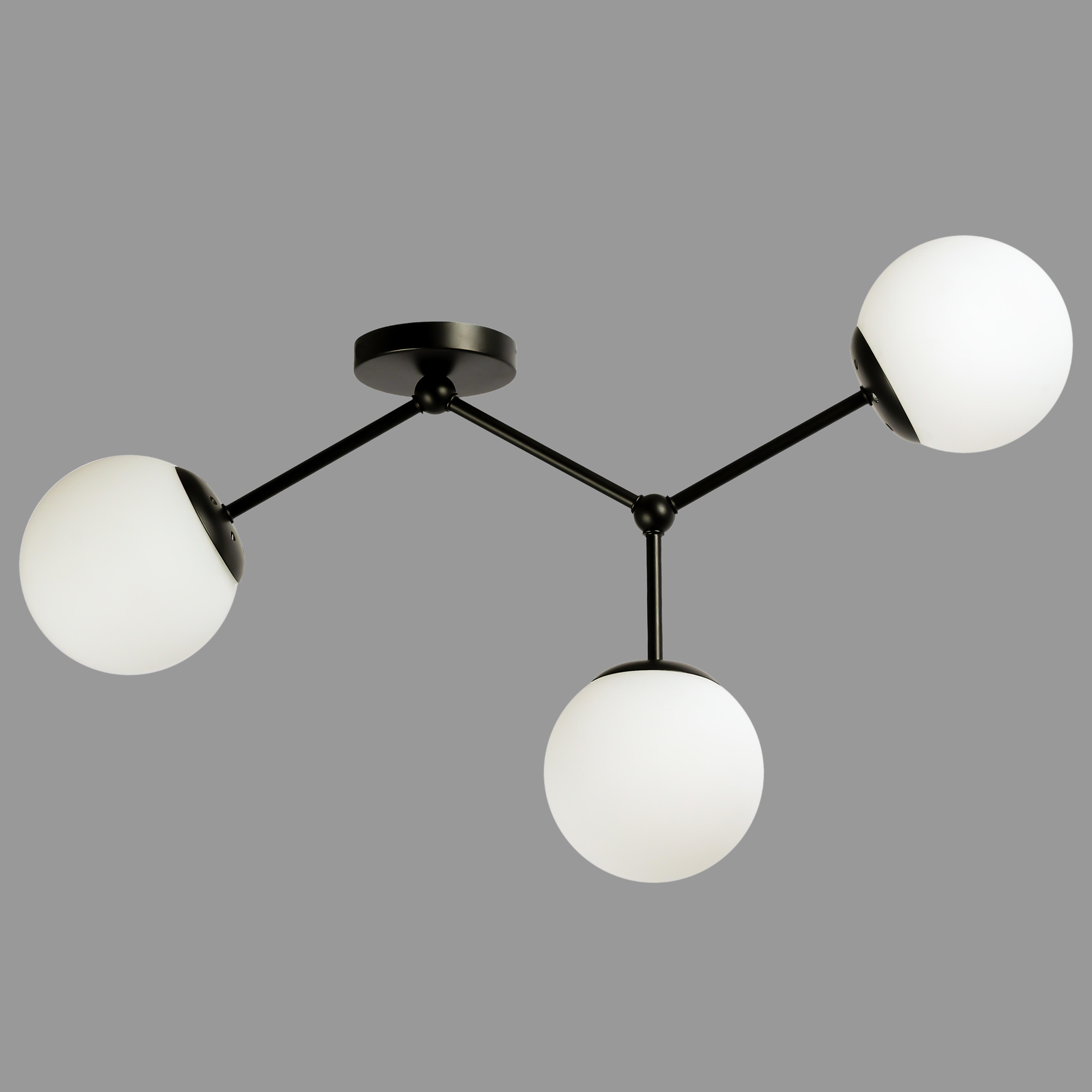 Люстра потолочная на 3 лампы Черный (52-9820-3 BK+WH)