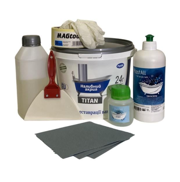 Акрил наливний Plastall Titan 1,5 м з набором для реставрації ванн (29179355)