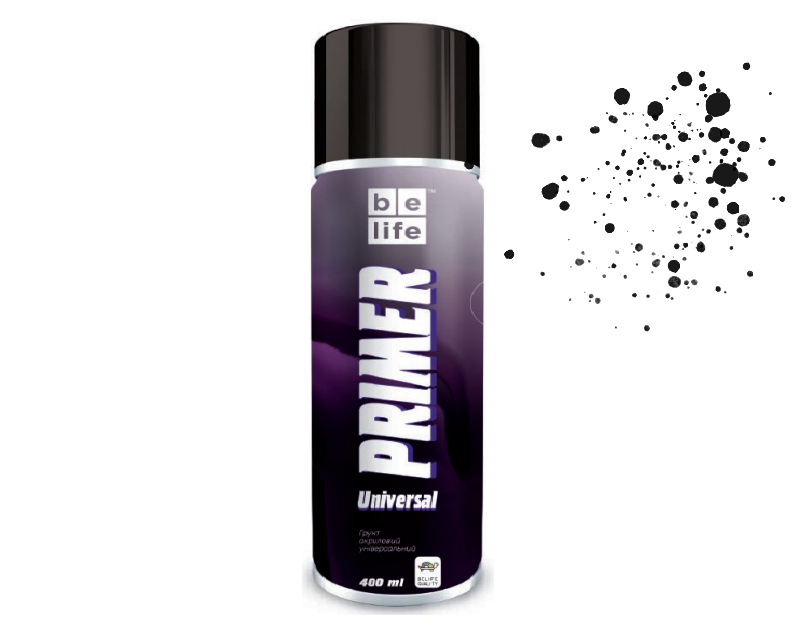 Ґрунт акриловий антикорозійний універсальний BeLife Universal Primer 400 мл #468 Чорний