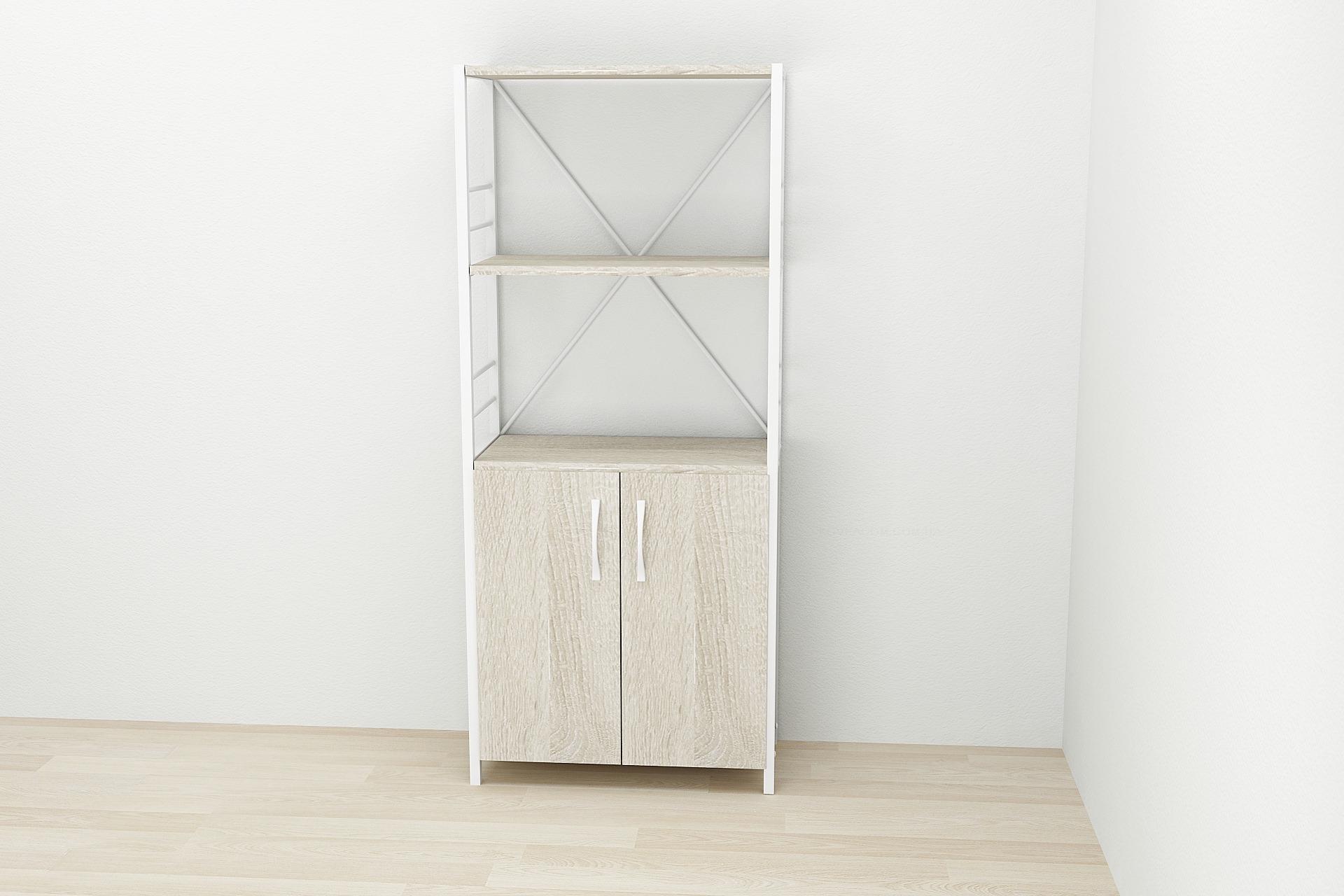 Этажерка Ferrum-decor Коннект 3/60 с тумбой ДСП 144x60x28 см Белый/Сонома (FRD-104452)