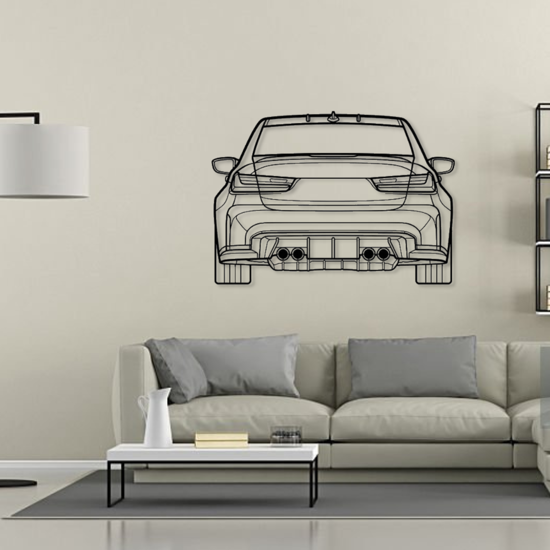 Декор на стену авто BMW G80 M3 2023 из металла 120 см (auto91)