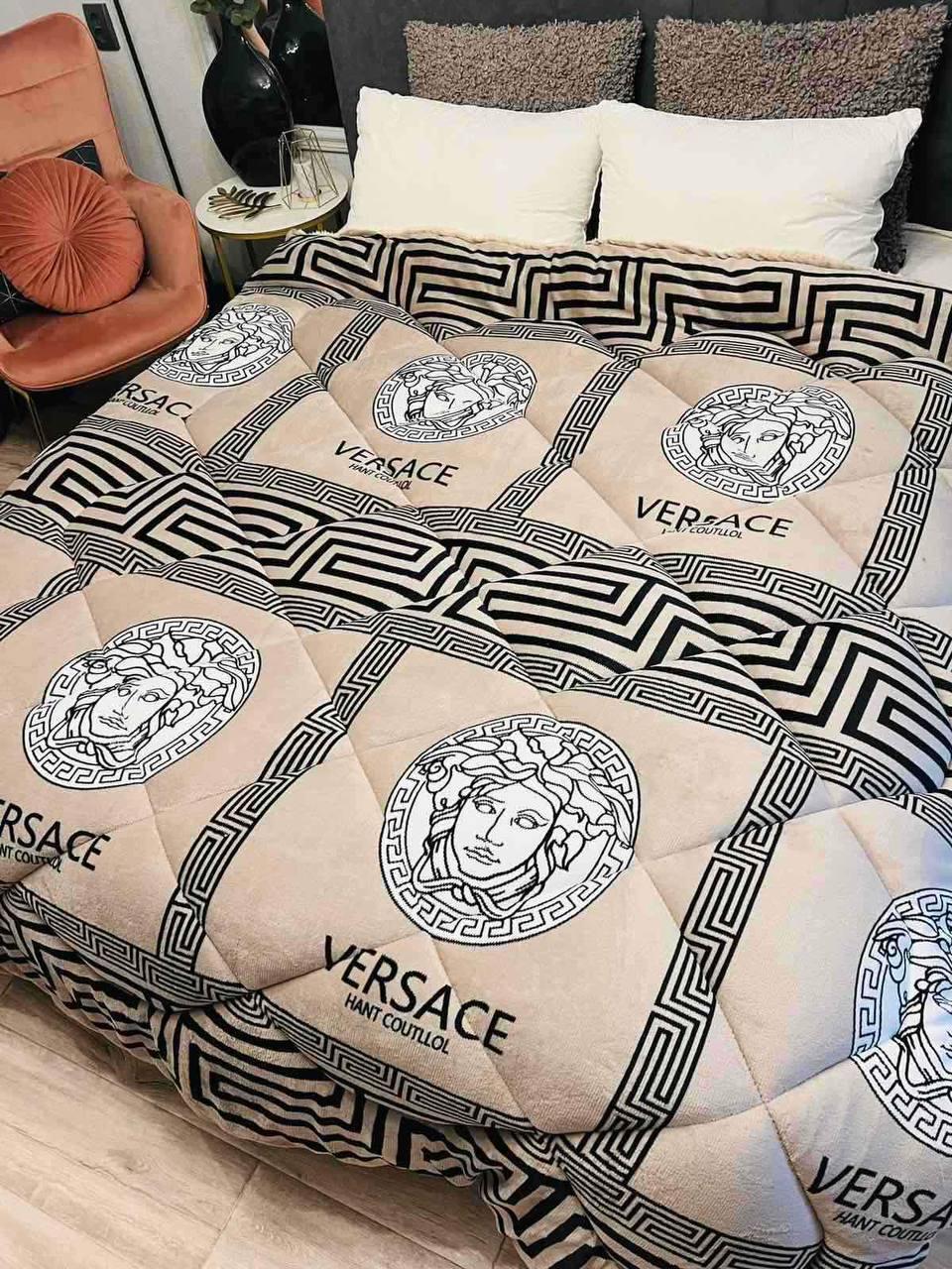 Одеяло из велюра с овчиной 195х215 Капучино (Д-al-vel-kov-003)