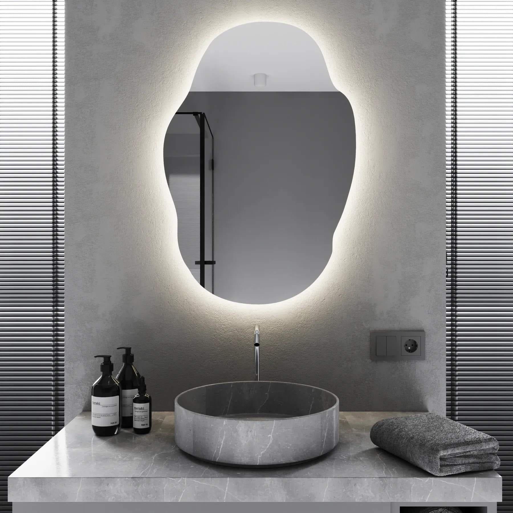 Зеркало для ванной комнаты Mironiks Mirage фигурное с фоновой LED-подсветкой 950x700 мм (FR-MRKS-313940)