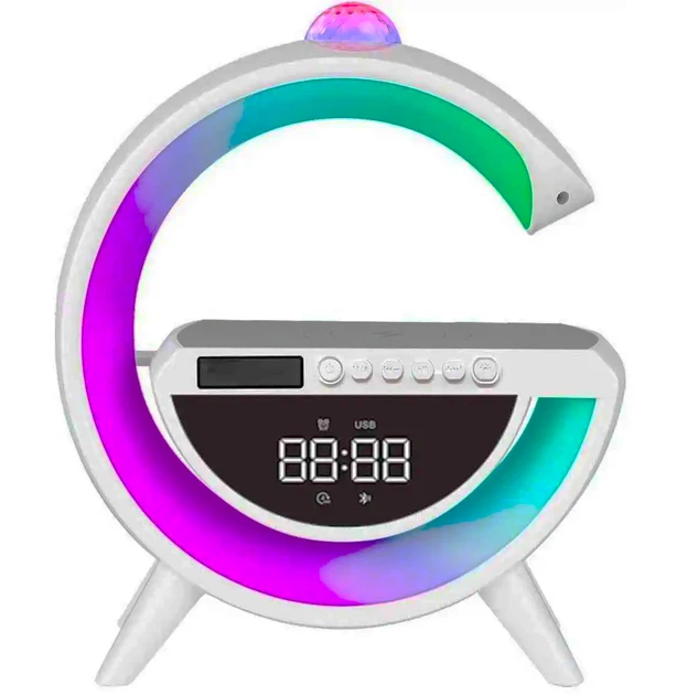 Ночник RGB Smart EM BT-3402 Буква G с беспроводной зарядкой и Bluetooth-колонкой (9386)