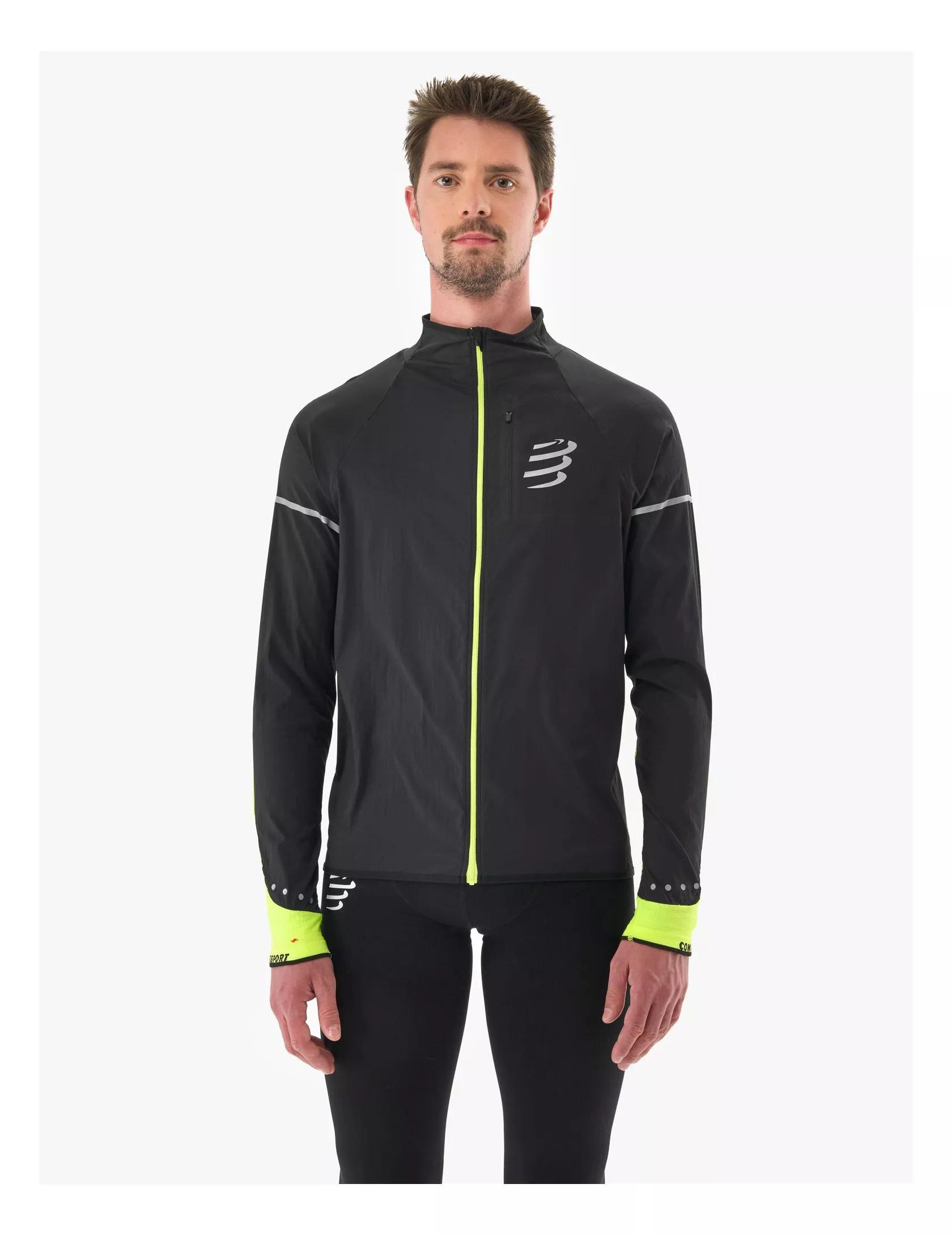 Куртка Compressport Hurricane Windproof Jacket M Flash Black/Fluo Yellow (19100677) - фото 6