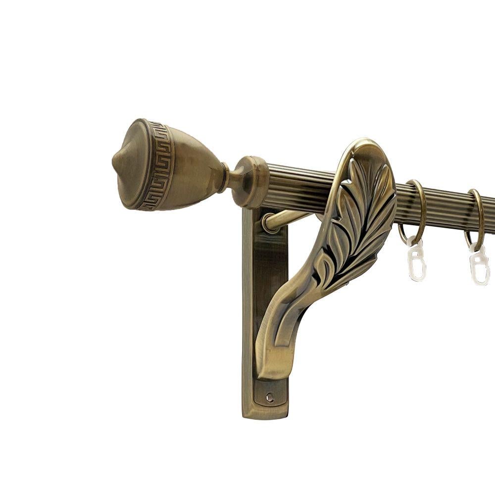 Карниз металлический Orvit Афина однорядный ретро рифленая труба/кольцо металлическое Антик 25 мм 160 см (00-00018352)