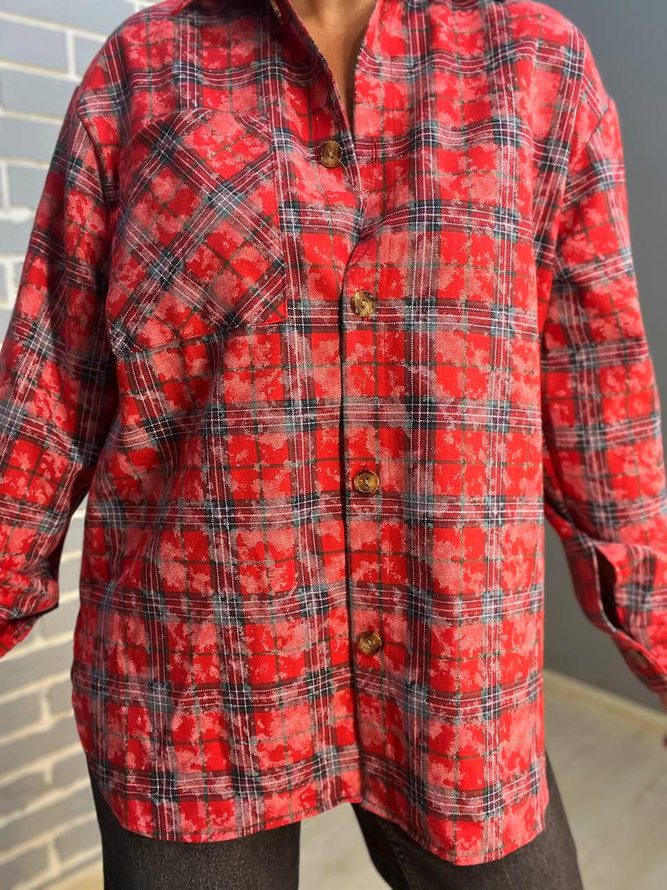 Сорочка жіноча Ariadna 2373 картата оверсайз коттон варка OS Червоний (2584) - фото 4 Сорочка жіноча Ariadna 2373 картата оверсайз коттон варка OS Червоний (2584) - фото 4