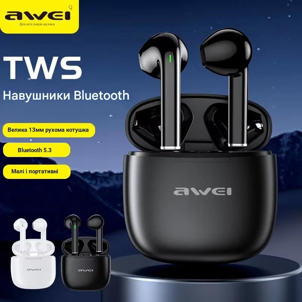 Наушники беспроводные Awei T26 Pro True Wireless Sports Earbuds Bluetooth TWS ENC HiFi White (180136) - фото 5 Наушники беспроводные Awei T26 Pro True Wireless Sports Earbuds Bluetooth TWS ENC HiFi White (180136) - фото 5
