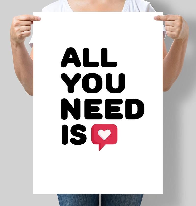 Постер мотиваційний All you need is love 30x42 см A3 без рамки (M002_A3)
