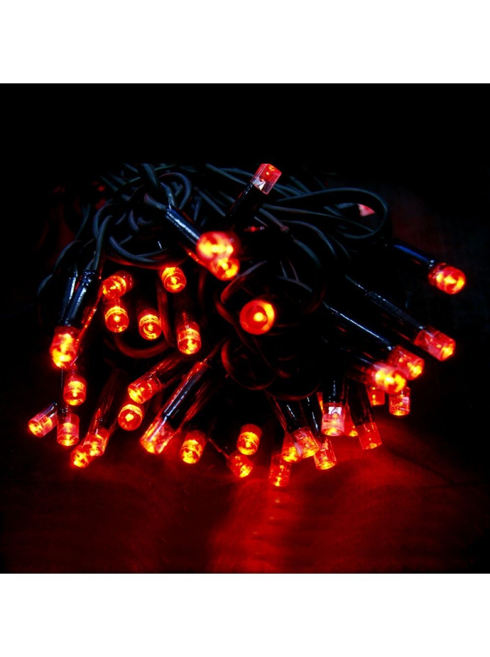 Электрогирлянда внутренняя красная встроенный светодиод (LED) 100 ламп 8 м с контроллером зеленый провод