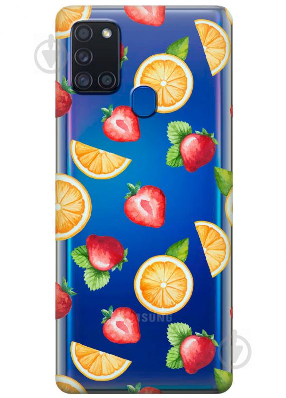Силиконовый чехол iSwag для Samsung Galaxy A21s Фруктовый дизайн (KS2795)