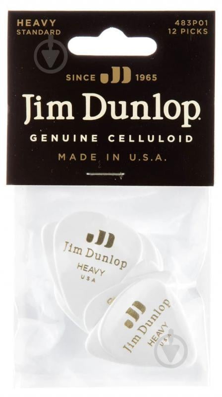 Медіатори Dunlop 483P01HV Genuine Celluloid Classic White Heavy Player's Pack (12 шт.)