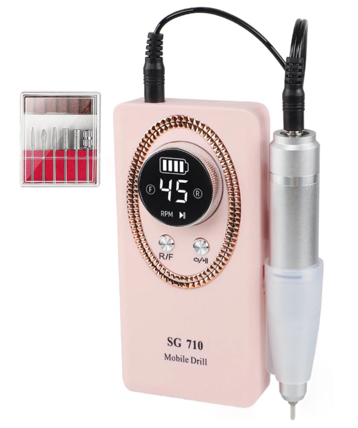 Фрезер SG710 на аккумуляторе 1800 mAh 45 000 об/мин. 36 Вт Розовый