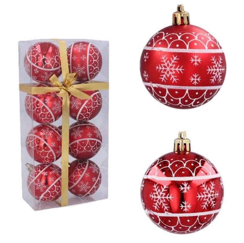 Набор шаров новогодних пластиковых 8 шт. 6 см Червоний (43190) - фото 2 Набор шаров новогодних пластиковых 8 шт. 6 см Червоний (43190) - фото 2