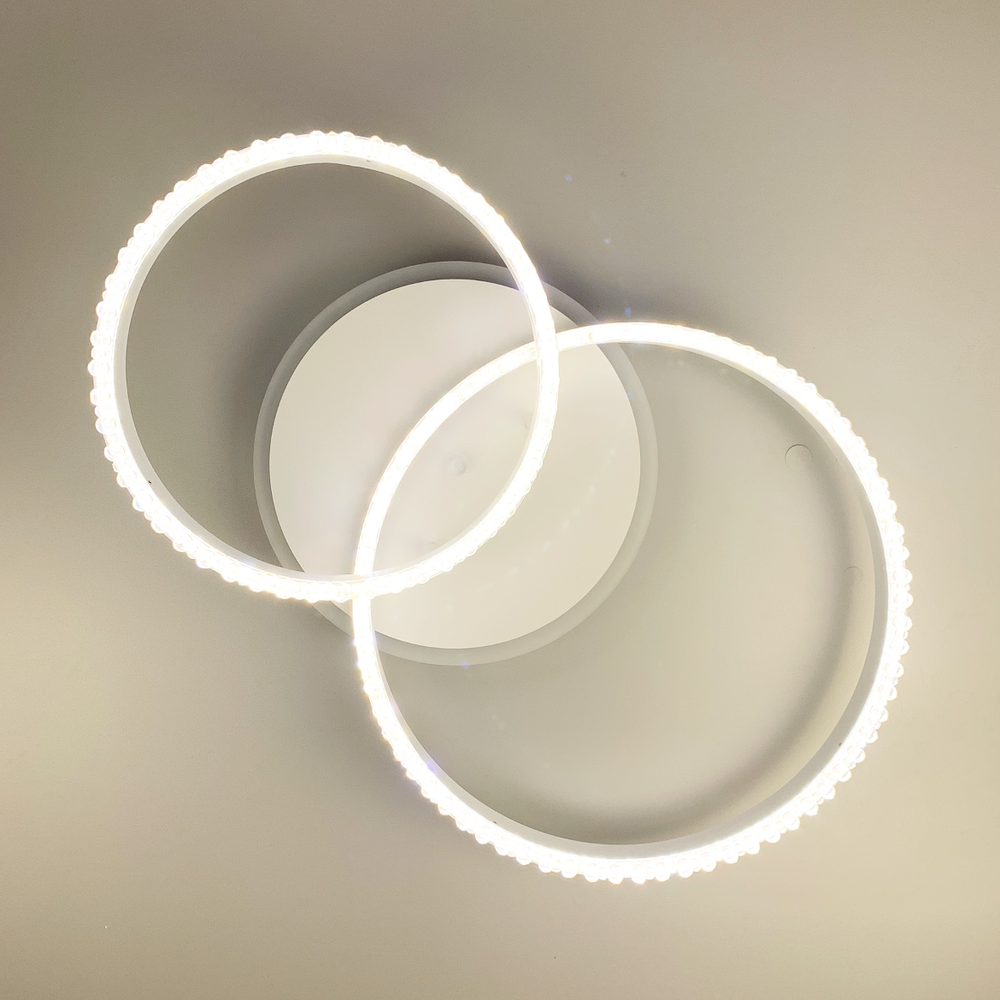 Люстра LED на 2 кольца с RGB подсветкой Белый (А 55061/2В RGB WT)