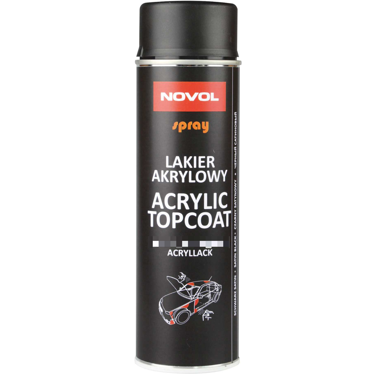 Краска эмаль акриловая универсальная NOVOL Spray 500 мл Черный мат