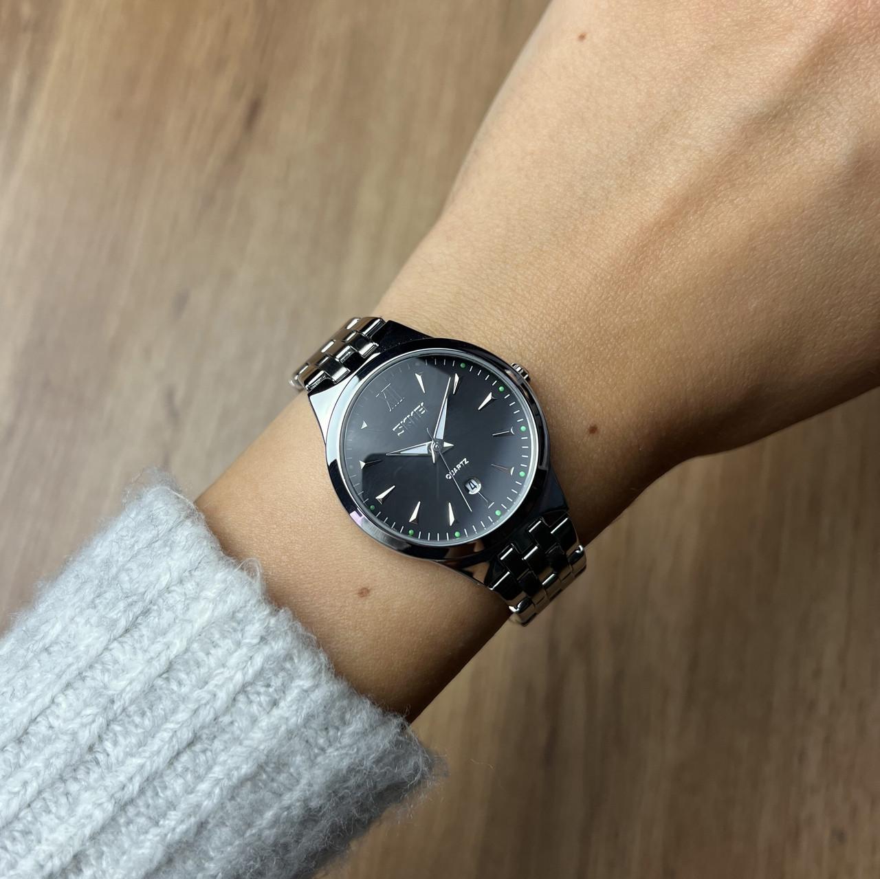 Годинник жіночий металевий Skmei з датою Сріблястий/Чорний (z064-1) - фото 2 Годинник жіночий металевий Skmei з датою Сріблястий/Чорний (z064-1) - фото 2