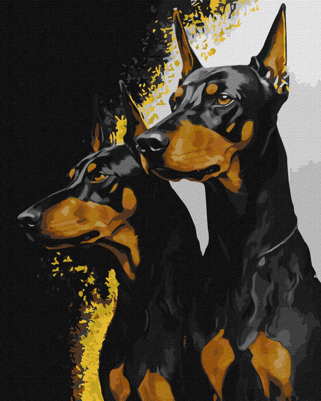 Набір для розпису по номерах Ideyka Вірні добермани КНО6524 з фарбами металік extra 40x50 см (MTT-169206) Набір для розпису по номерах Ideyka Вірні добермани КНО6524 з фарбами металік extra 40x50 см (MTT-169206)