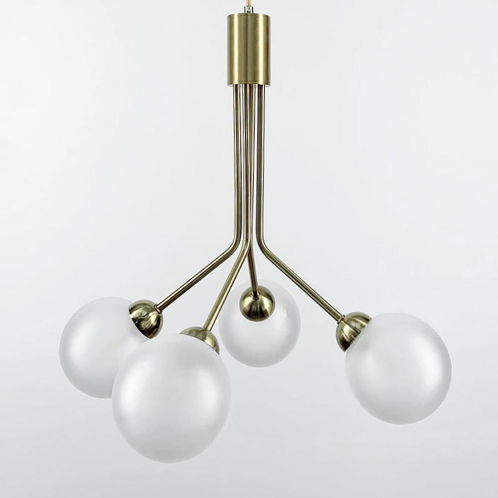 Люстра елегантна на 4 матових плафони Латунь (J 061/4) - фото 4 Люстра елегантна на 4 матових плафони Латунь (J 061/4) - фото 4