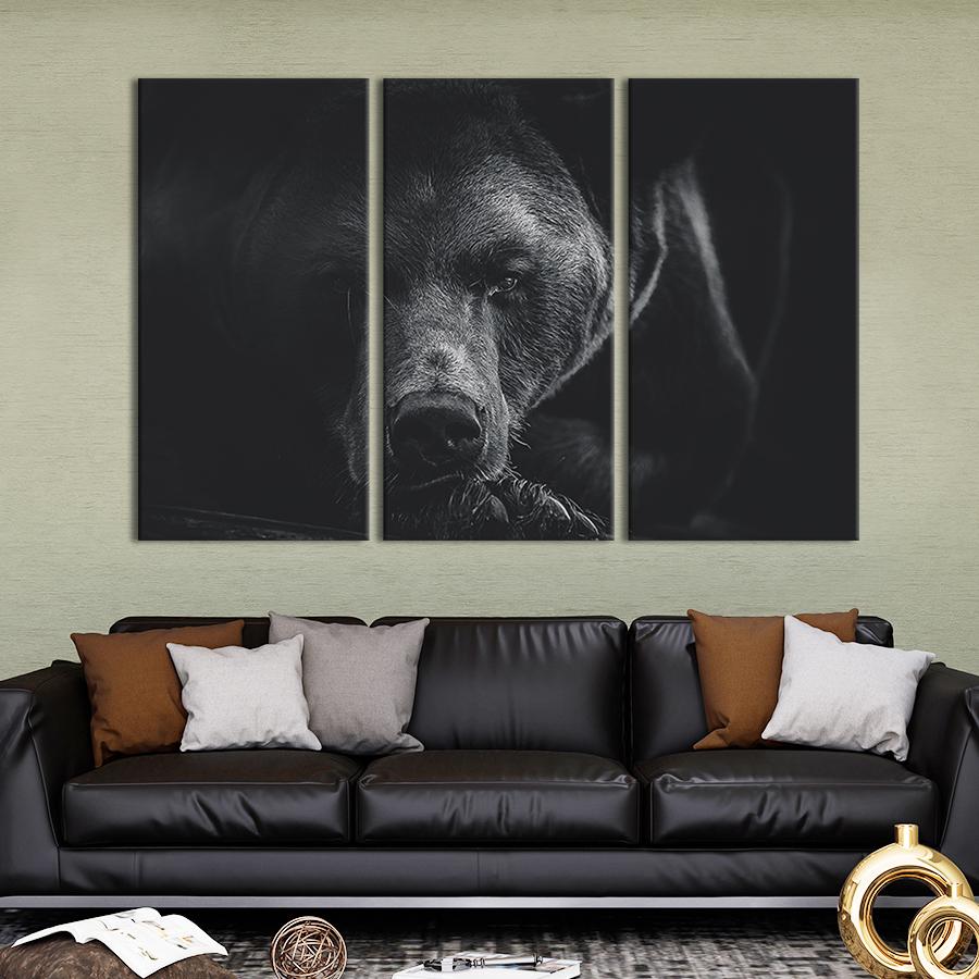 Модульная картина на холсте Триптих Задумчивый медведь 156x100 см (166-31)