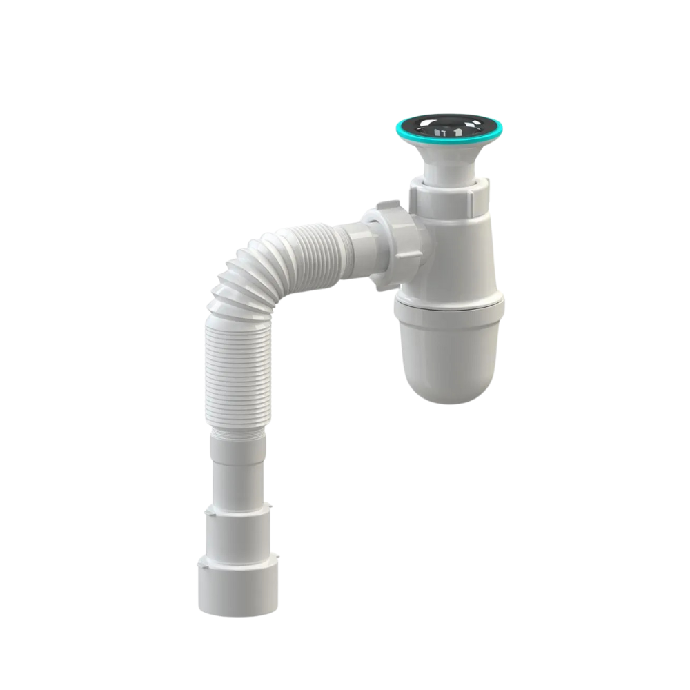 Сифон для умывальника SoloPlast Т0116 с гибкой трубой 600 мм/сетка 60 мм/универсальное подключение 32/40/50 мм (28144603)