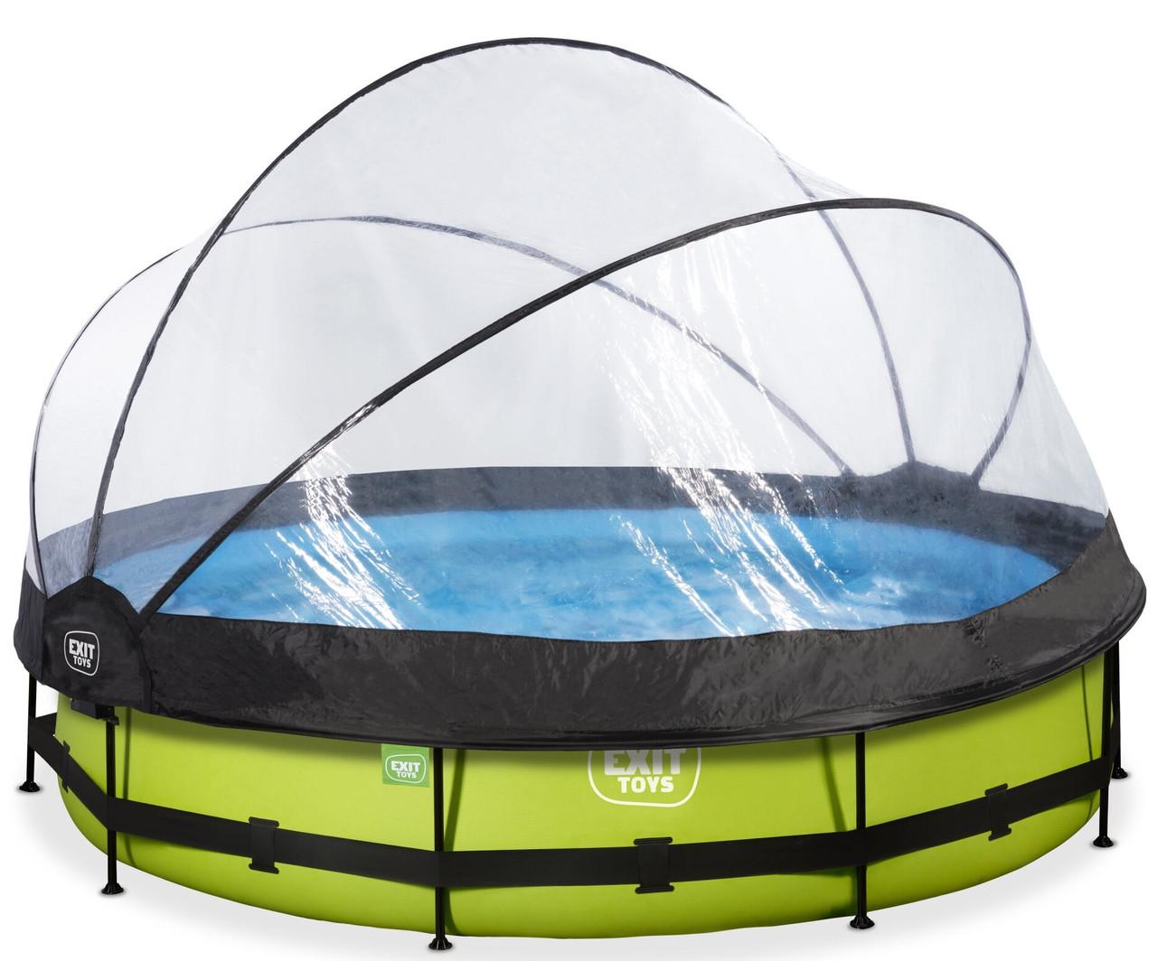 Бассейн круглый каркасный Exit Toys "Лайм" 360х76 см с куполом - фото 3