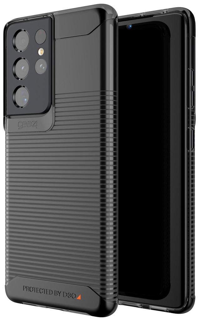 Протиударний силіконовий чохол GEAR4 Havana D3O для Samsung Galaxy S21 Ultra 5G 6.8" Smoke