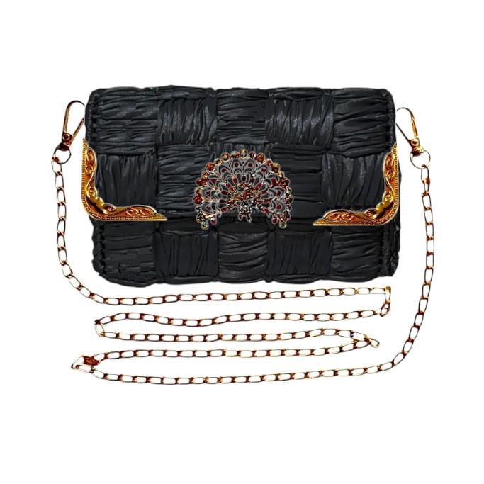 Набор для создания сумки из пластиковой канвы Декоративная брошь Павлин с нитками металлик Темно-фиолетовый (8219-51) - фото 4