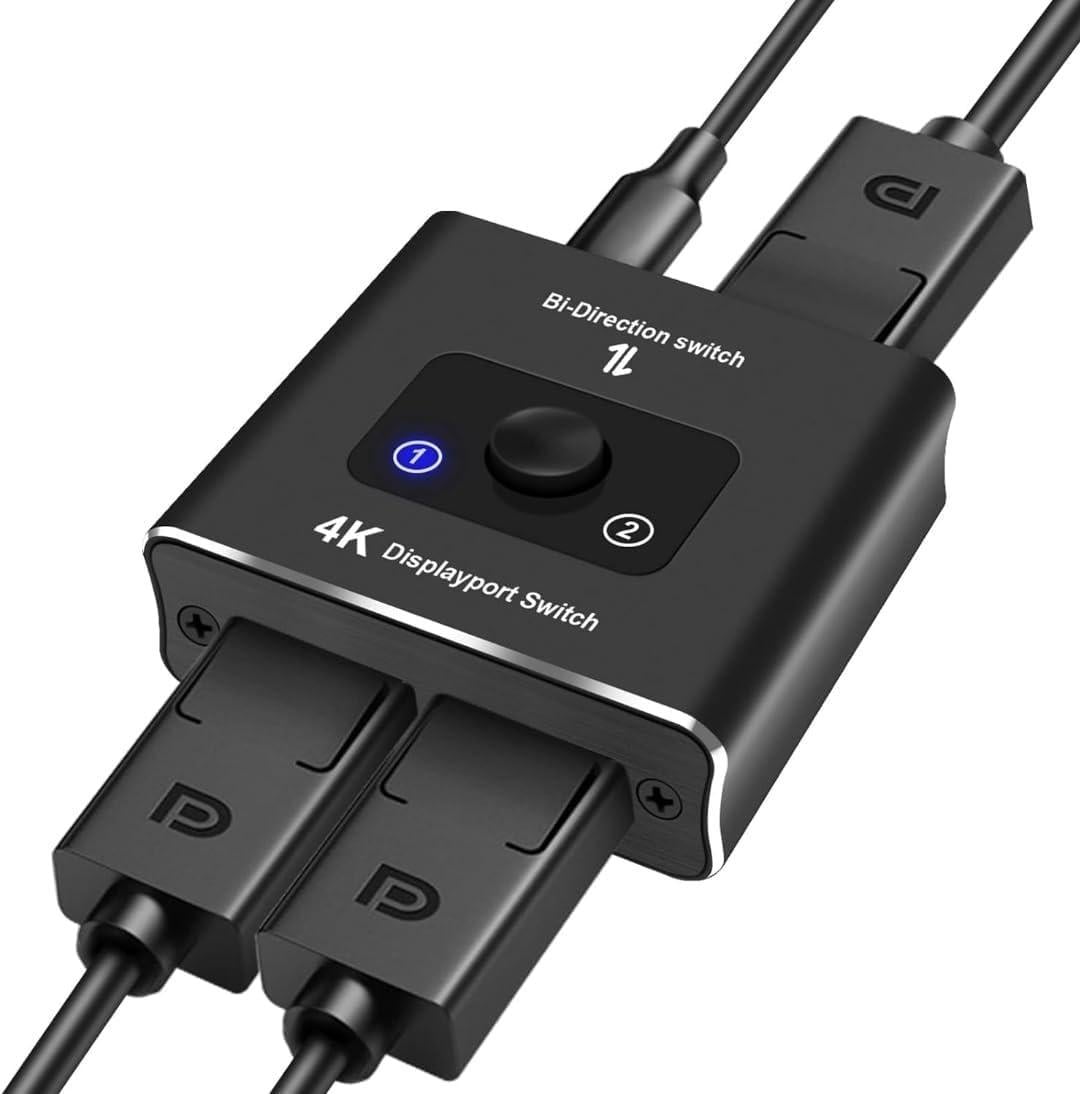 Переключатель DisplayPort Ozvavzk 2в1 бинаправленный DP сплиттер 4K 60 Гц/1080p 120 Гц для ПК PS5/PS4
