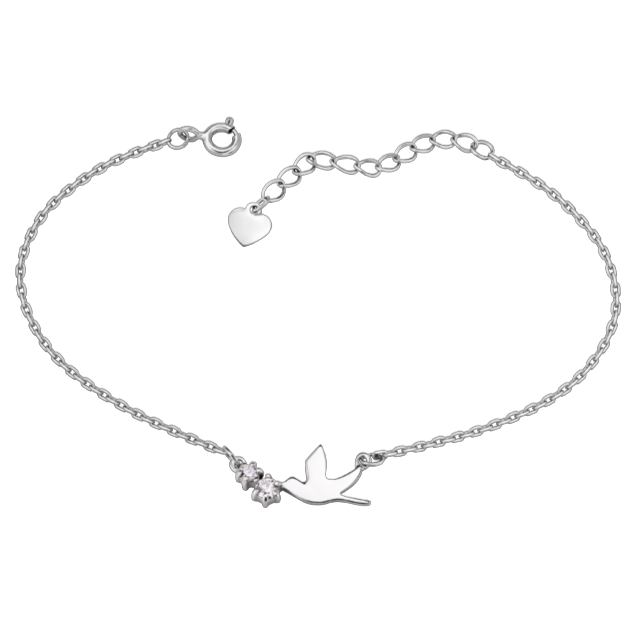 Кулон срібний у вигляді пташки інкрустований двома дрібними фіанітами