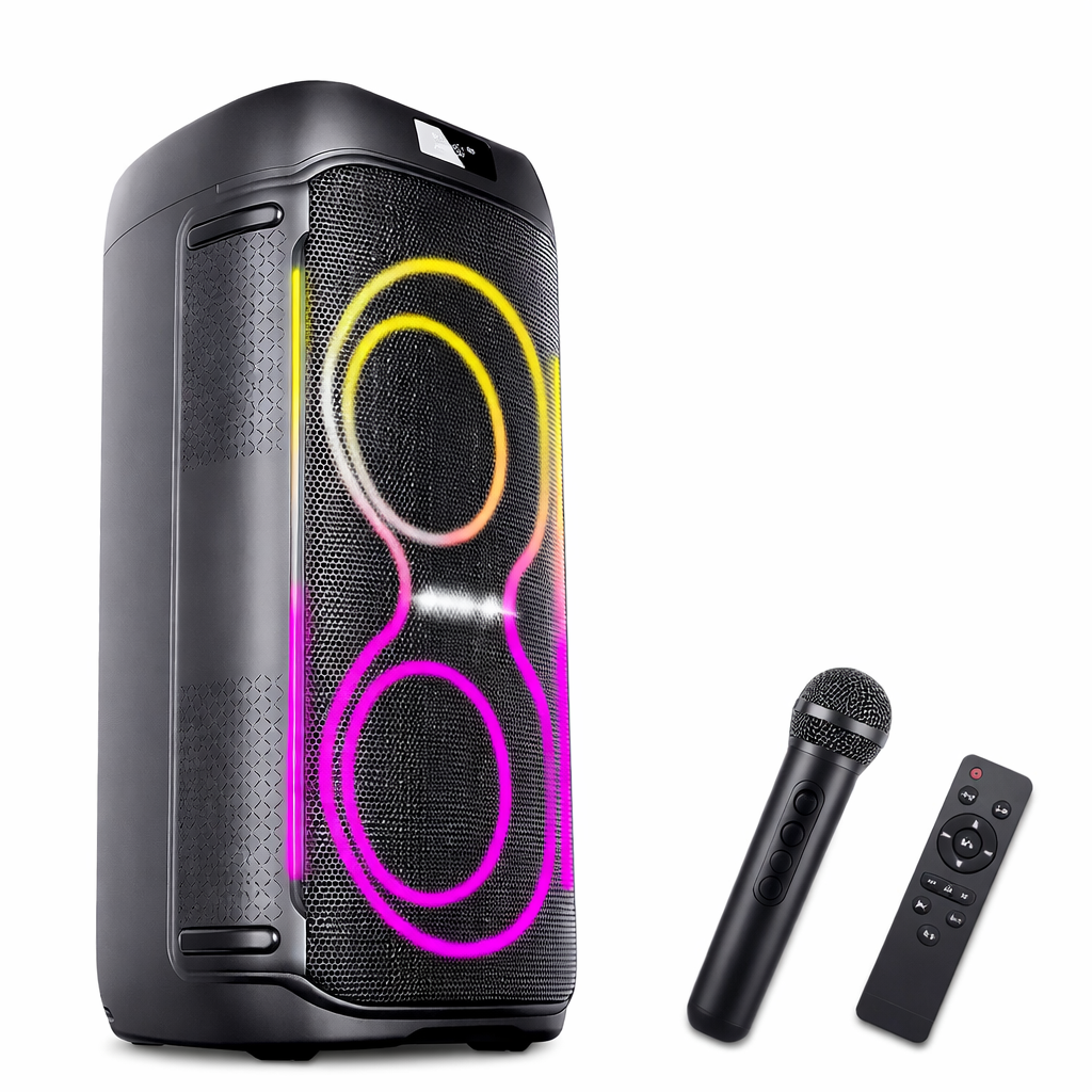 Портативная колонка ZXX-5509 1200 Вт 2х6,5" с микрофоном/караоке/Bluetooth TWS/FM/USB/LED подсветка/пульт (ML-05611)