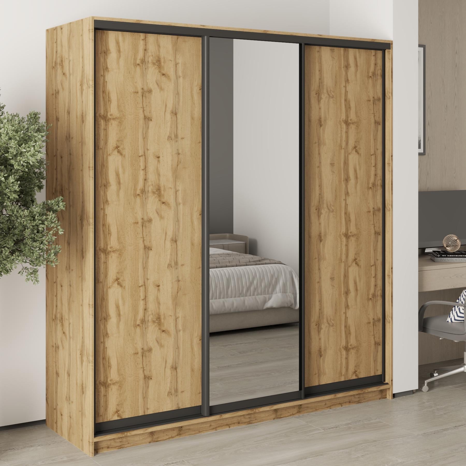 Шкаф-купе трехдверный MebelStar Стандарт BG 2 ДСП/зеркало 190x60x210 см Дуб тахо (MBS-8431) Шкаф-купе трехдверный MebelStar Стандарт BG 2 ДСП/зеркало 190x60x210 см Дуб тахо (MBS-8431)