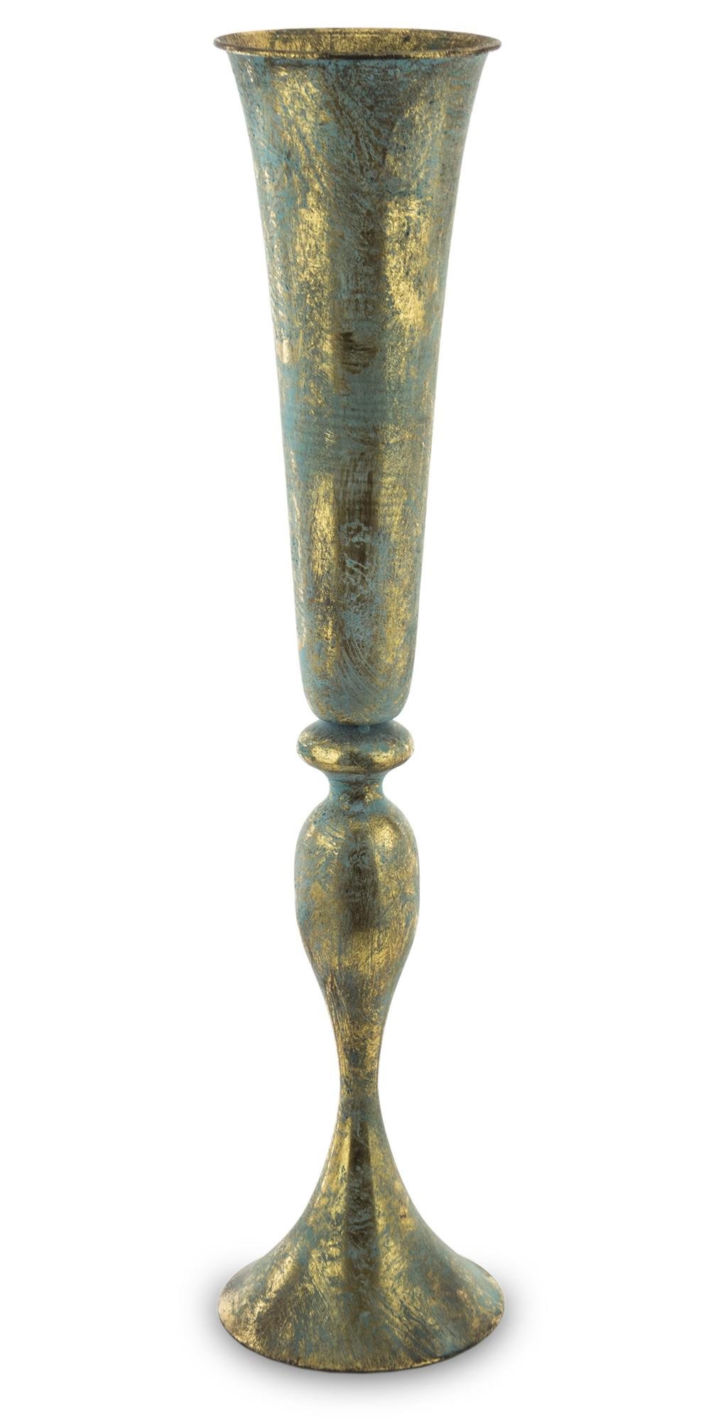 Ваза металлическая с искусственным патинированием на поверхности металла 75x17,5x17,5 см (142392)