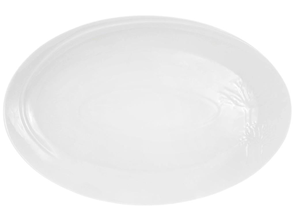 Блюдо фарфоровое сервировочное овальное с объемным декором Дерево 30 см Белый (BDI-988-155)