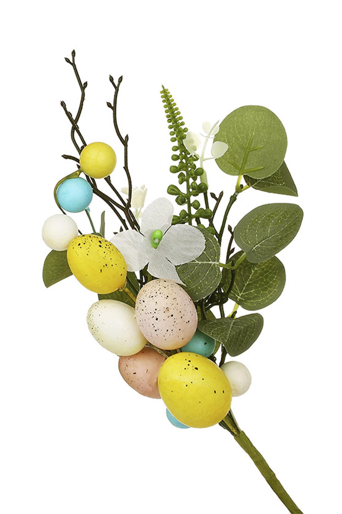 Ветка декоративная с листьями и яйцами