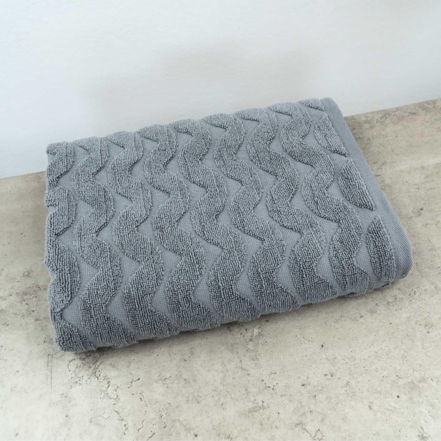 Рушник для обличчя та рук GM Textile Хвиля жакардовий 50х90 см Сірий (500-90-wave-grey)