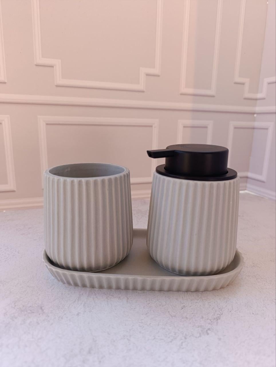 Набор аксессуаров для ванной комнаты A-Plus 232S керамика 3 предмета Серый (232S)