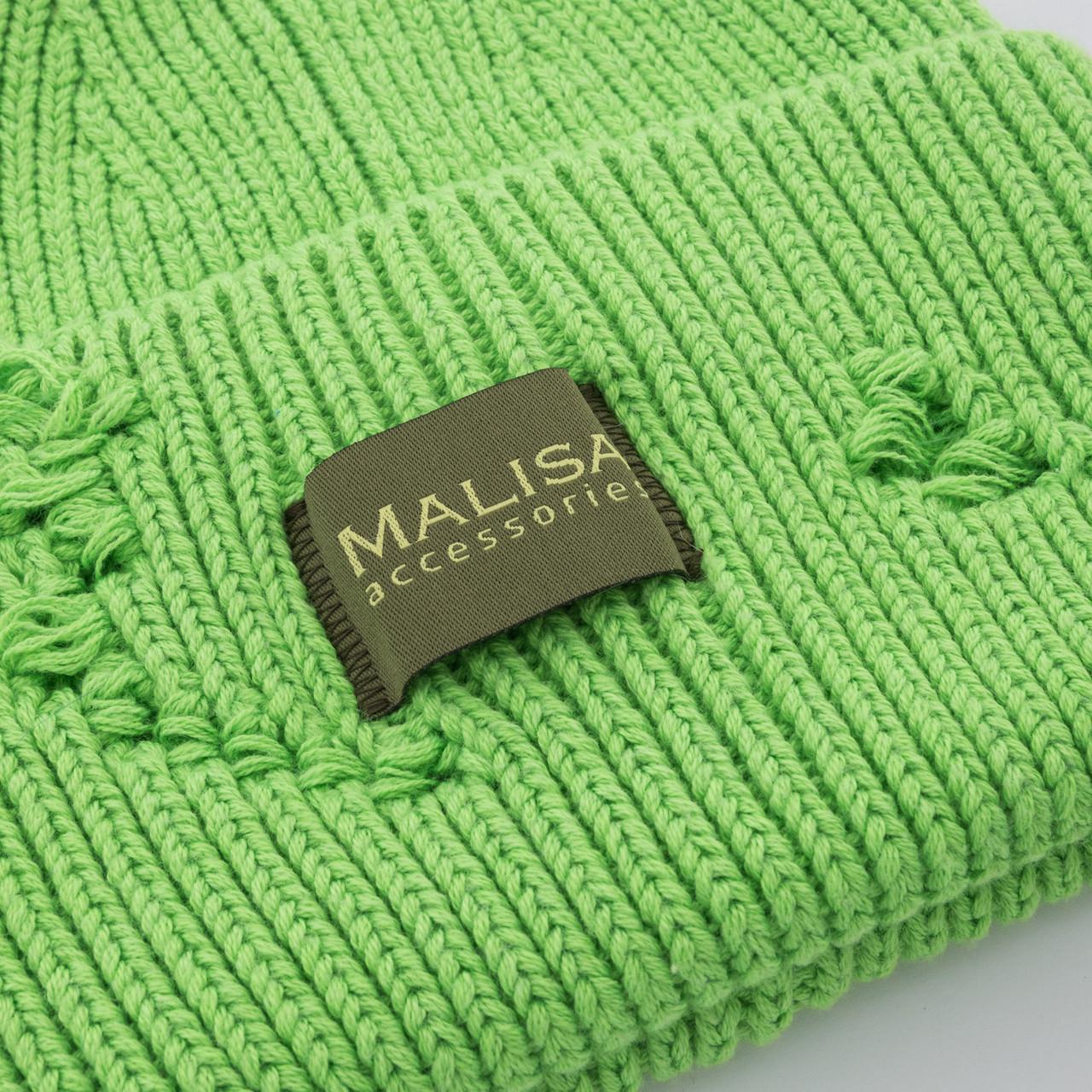 Шапка женская Malisa БРУНО без подкладки рваная с эмблемой на отвороте one size Салатовый (253682) - фото 4 Шапка женская Malisa БРУНО без подкладки рваная с эмблемой на отвороте one size Салатовый (253682) - фото 4