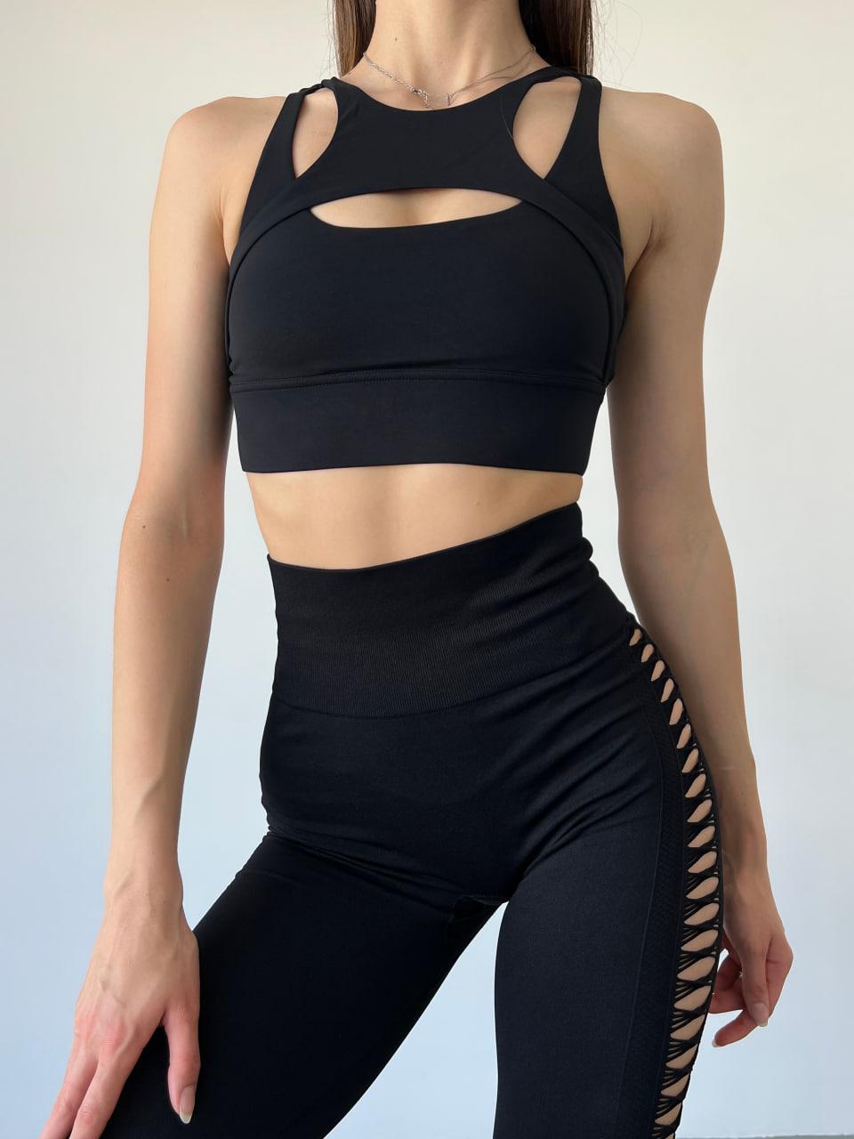 Легінси з перфорацією M Чорний (KJ01M) - фото 2 Легінси з перфорацією M Чорний (KJ01M) - фото 2