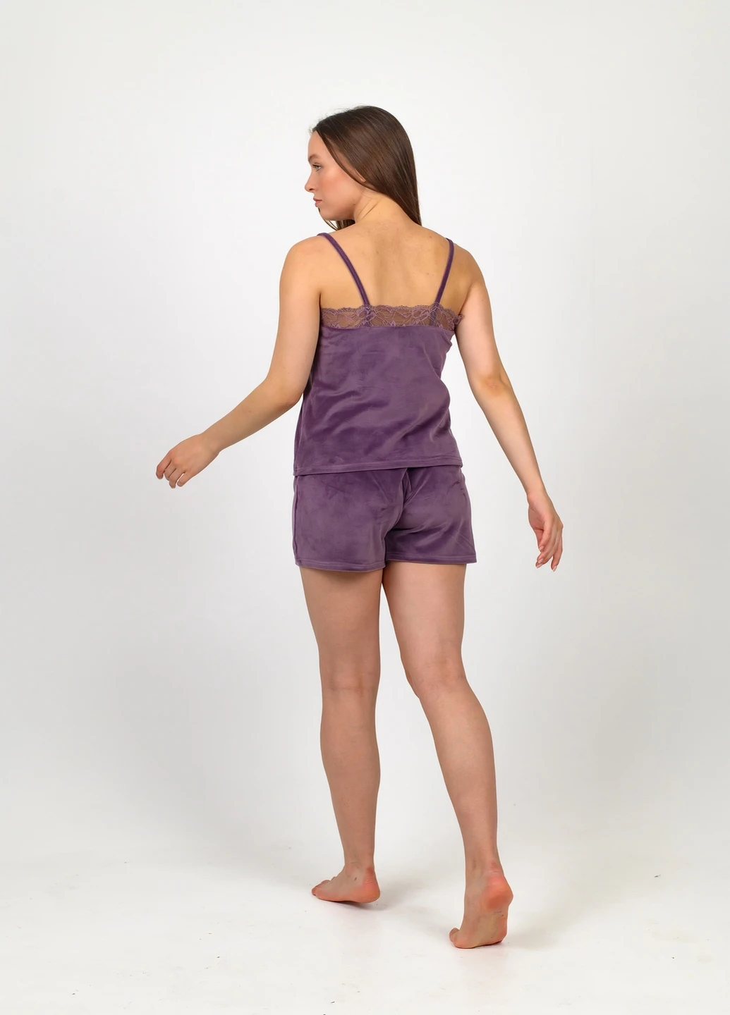 Пижама женская N.EL 1285-53k майка и шорты с кружевом XL Лиловый - фото 3 Пижама женская N.EL 1285-53k майка и шорты с кружевом XL Лиловый - фото 3