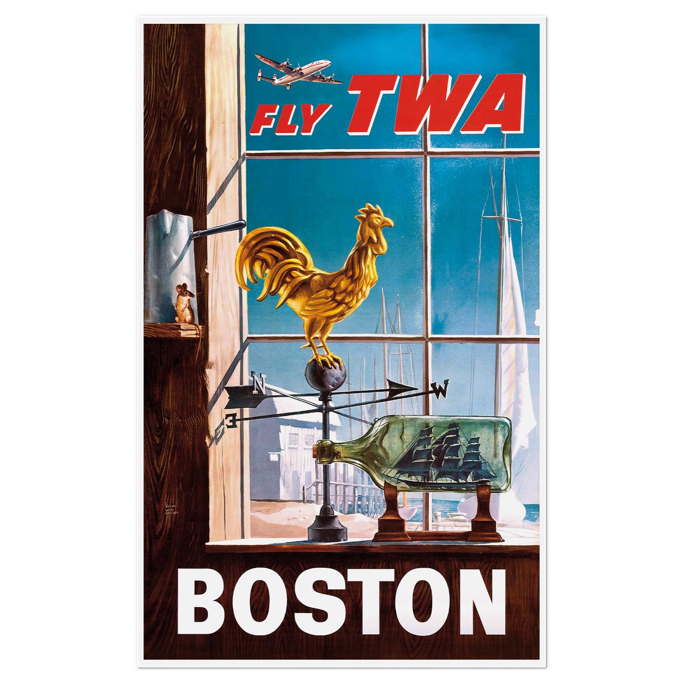 Плакат ретро Бостон США 1950 54x86 см (0326)
