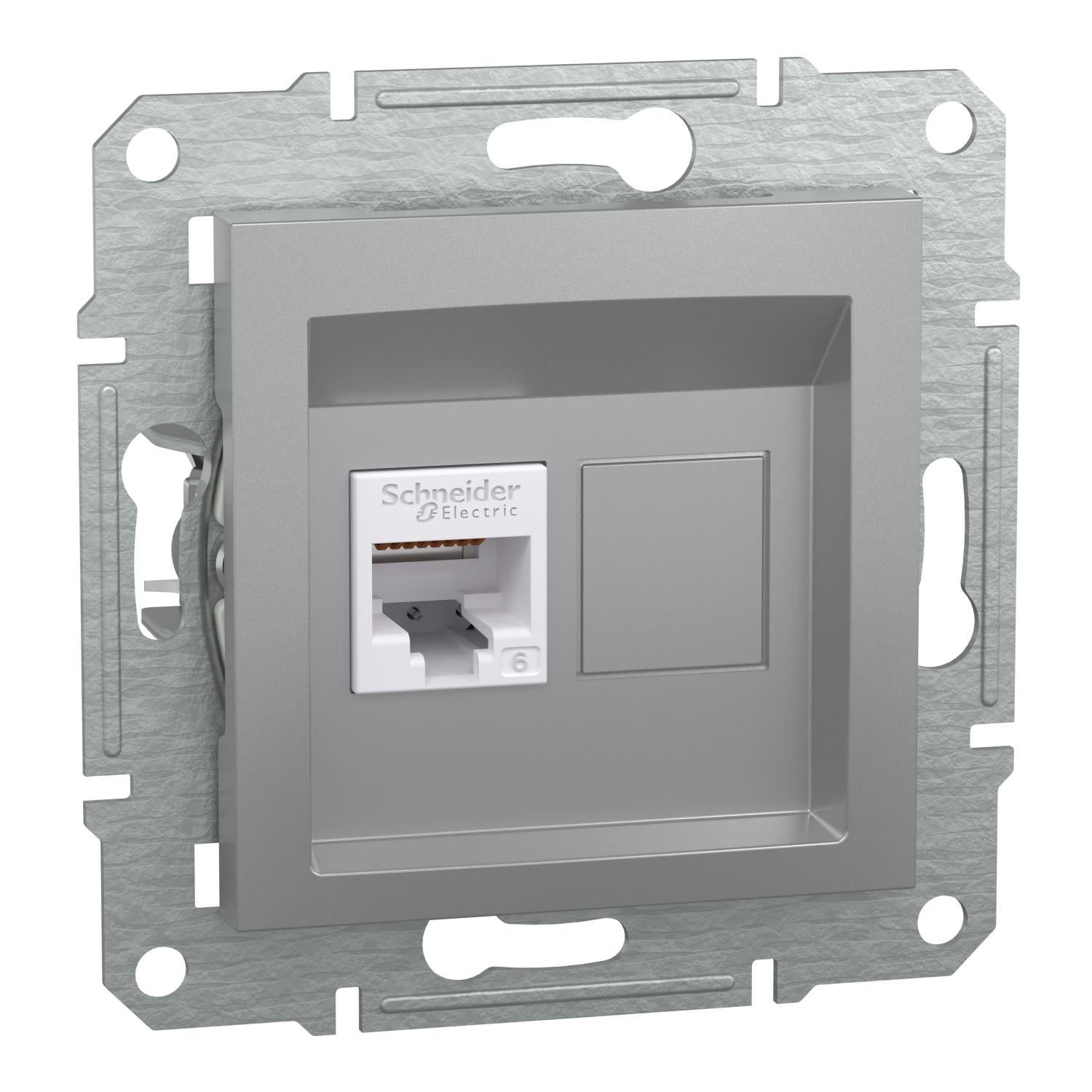 Розетка комп'ютерна Schneider Electric Asfora 6e UTP Алюміній (EPH4700161)