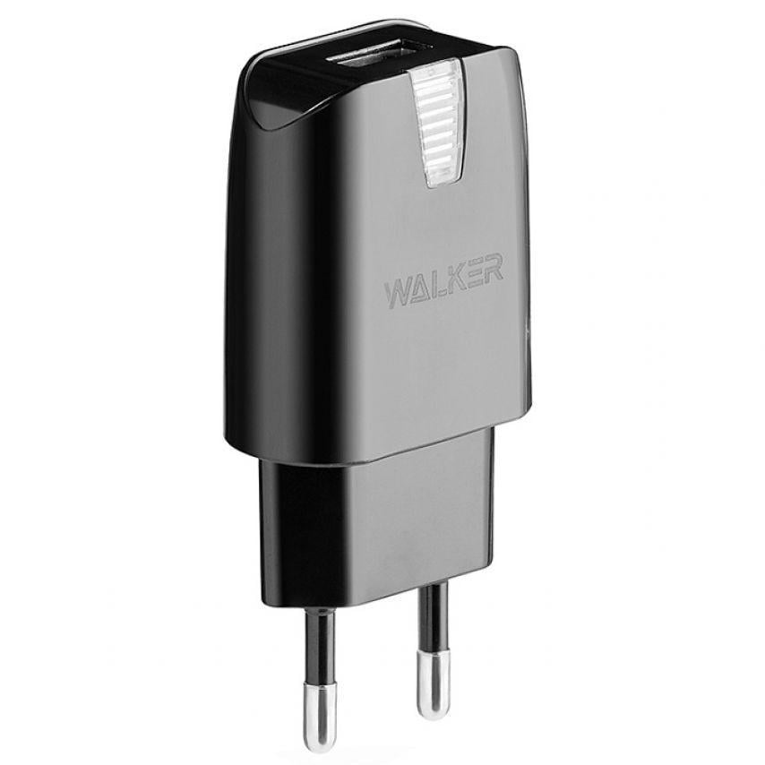 Зарядное устройство сетевое/адаптер WALKER WH-21 1USB/2.1A Black