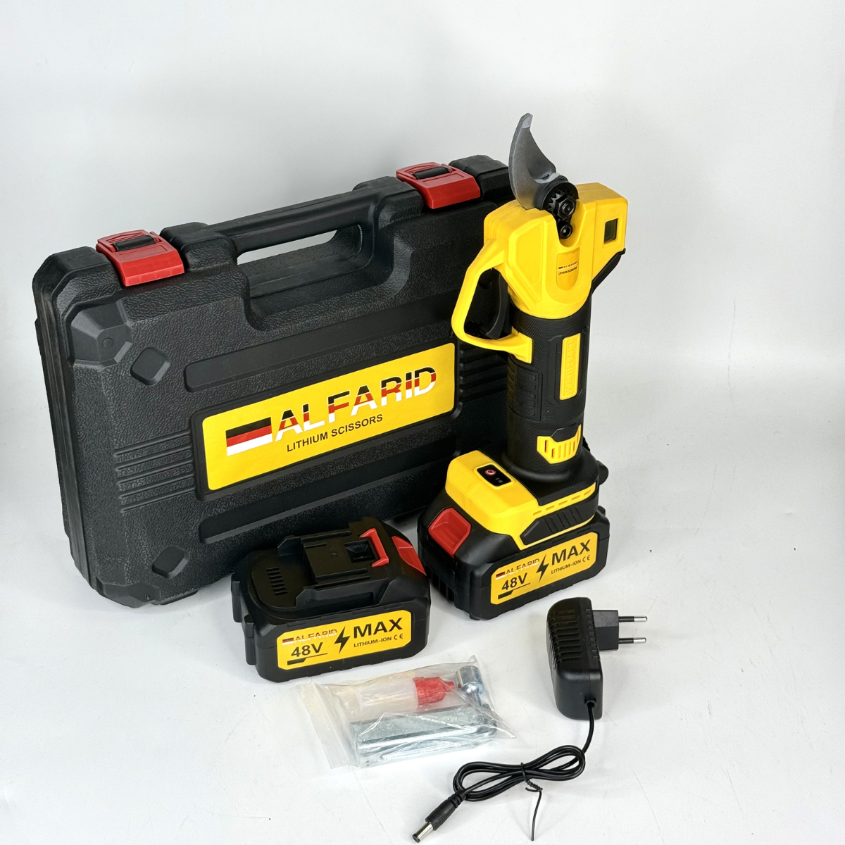 Электросекатор 48V с дисплеем и 2 Li-Ion аккумуляторами Желтый (SDTD-824-Yellow)