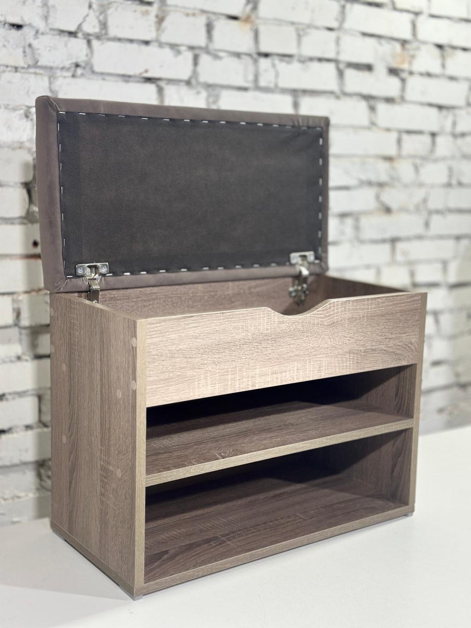 Тумба для обуви ДСП/ткань 30х80х45 см Сонома трюфель/Серый - фото 3 Тумба для обуви ДСП/ткань 30х80х45 см Сонома трюфель/Серый - фото 3