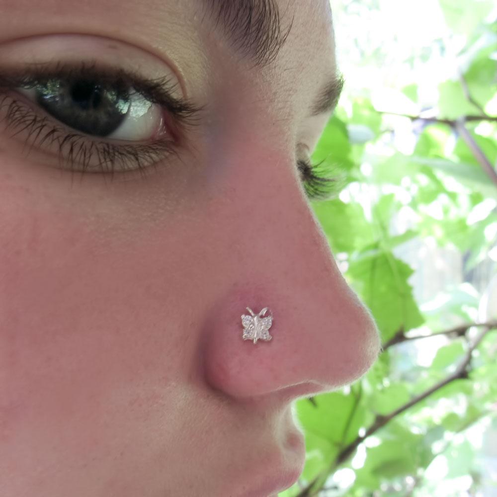 Срібний нострил пірсинг в ніс Метелик (1372862609) - фото 5