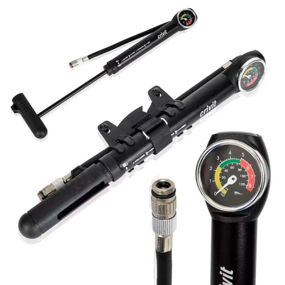 Насос ручний Міні з манометром алюмінієвий Чорний (VR-10600) - фото 3